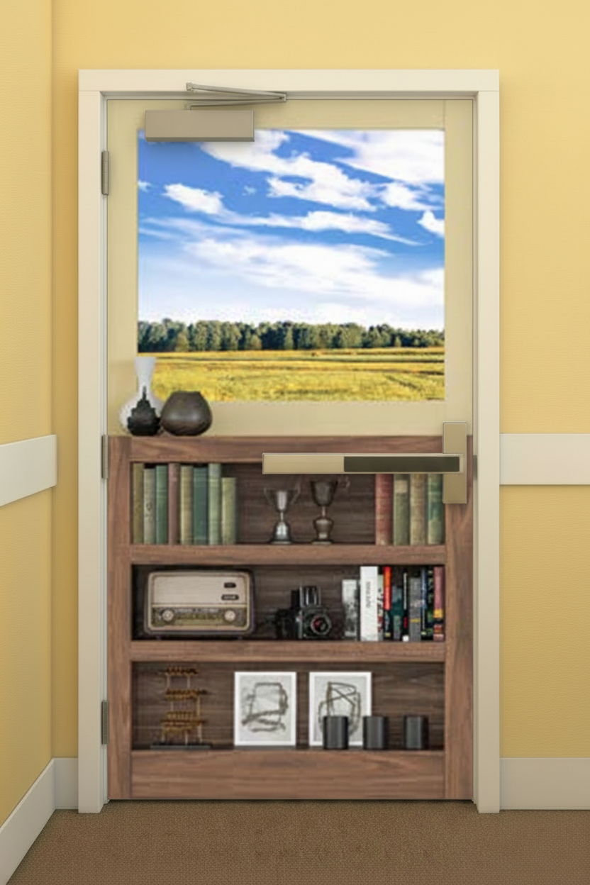Window with Bookcase View A - Full Door Mural